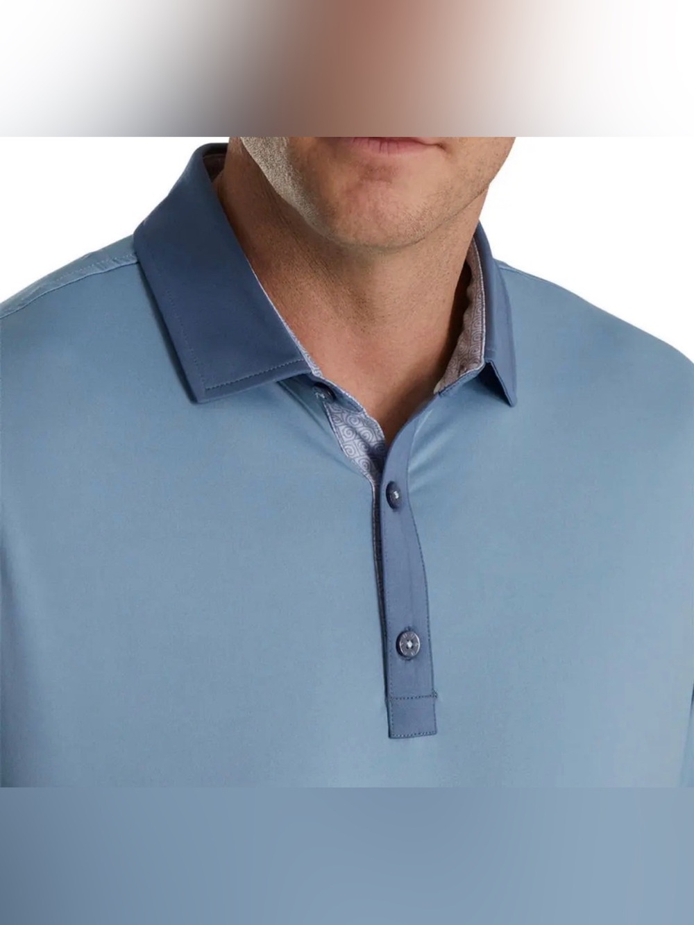 FootJoy Lisle Spiral Print Trim Self Collar Golf Polo Stretch Shirt Blue XL NWT